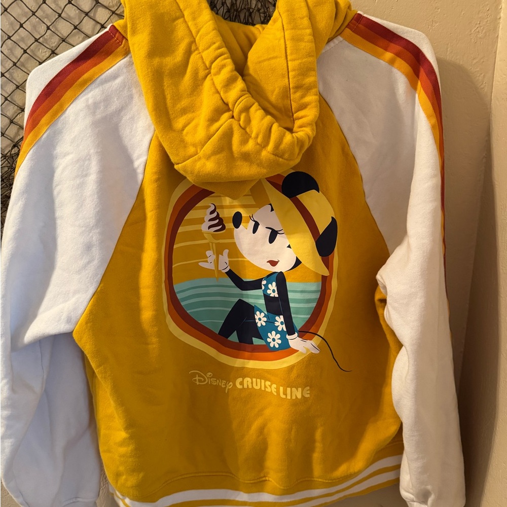 Disney Yellow White Retro Stripe Hooded Sweatshirt